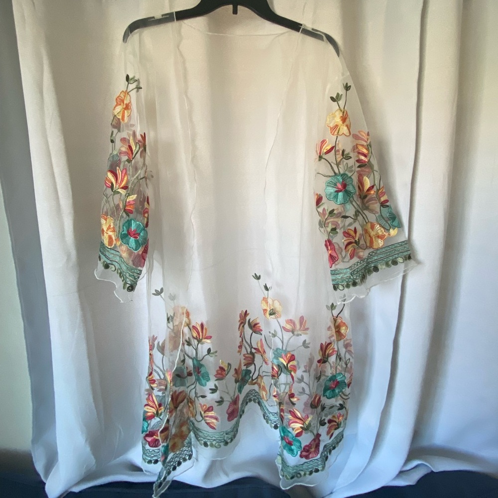 Shein sheer mesh Floral embroidered Cover up